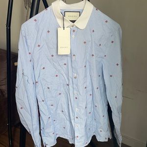 Men's Gucci Beetle Pinstripe Dress Shirt